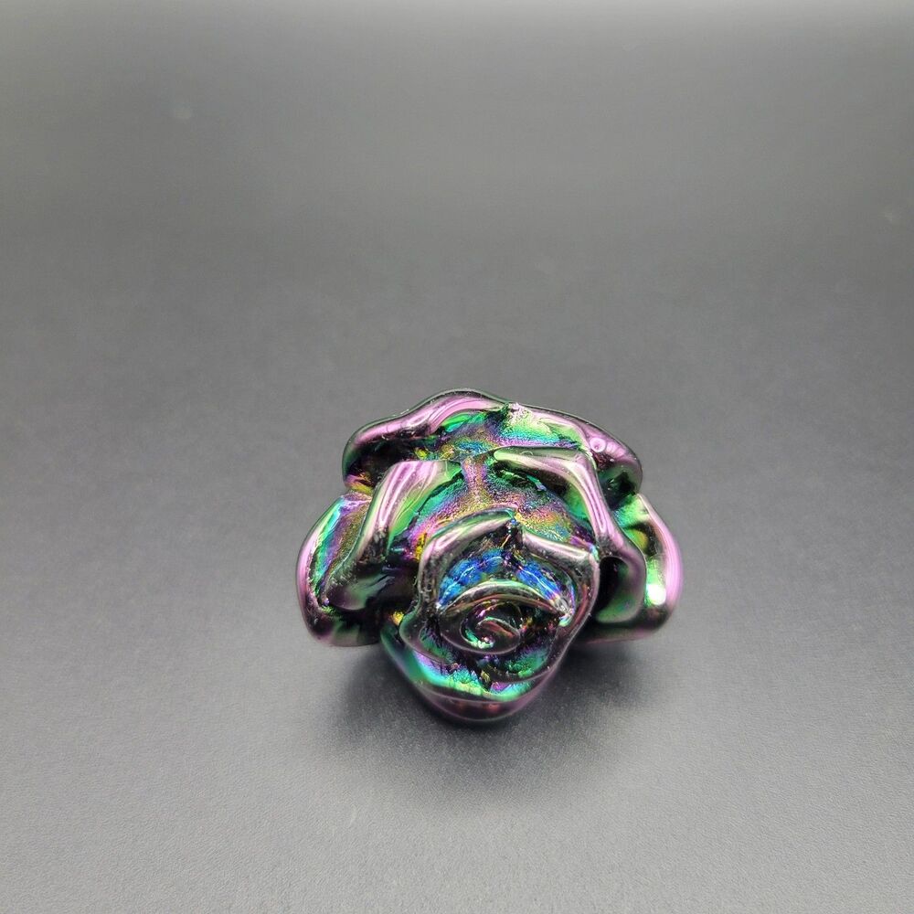 Size 7 Cocktail Women Rainbow Resin Rose Flower Oil Slick Statement Ring Jewelry